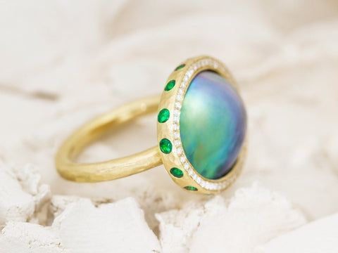 Ring with Sea of Cortez pearl from Thesis Gems