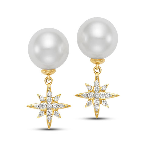 Diamond, pearl, and gold earrings from Mastoloni Pearls
