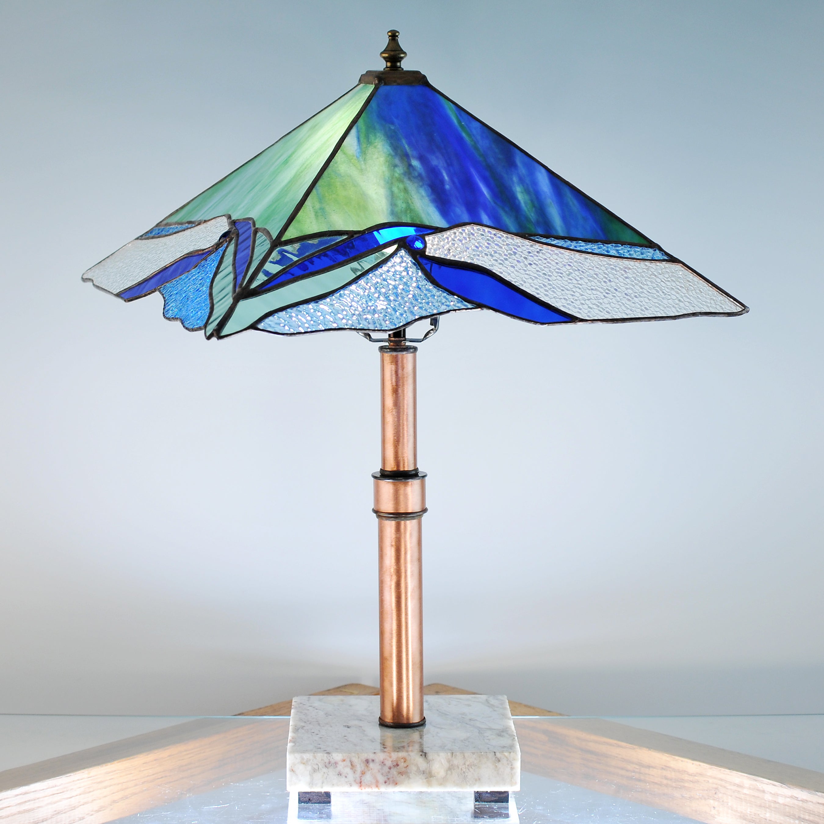 blue glass lampshades