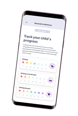Mobile app screen of children's progress