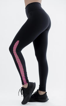 High Waist Equilibrium Activewear Strappy Black Leggings