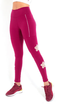 High Waist Equilibrium Activewear Raspberry Flower Daphne Legging