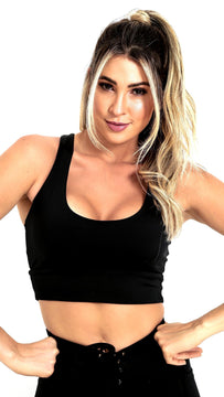 Strappy Equilibrium Activewear Black Crop Bra