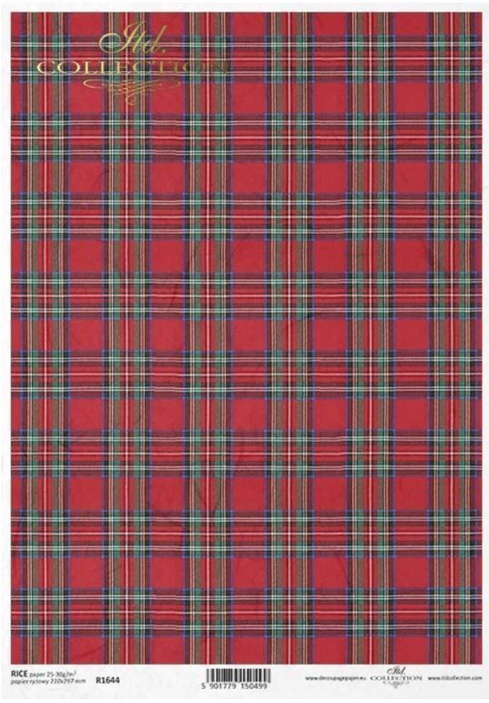Christmas Plaid Design Rice Paper - ITD Collection
