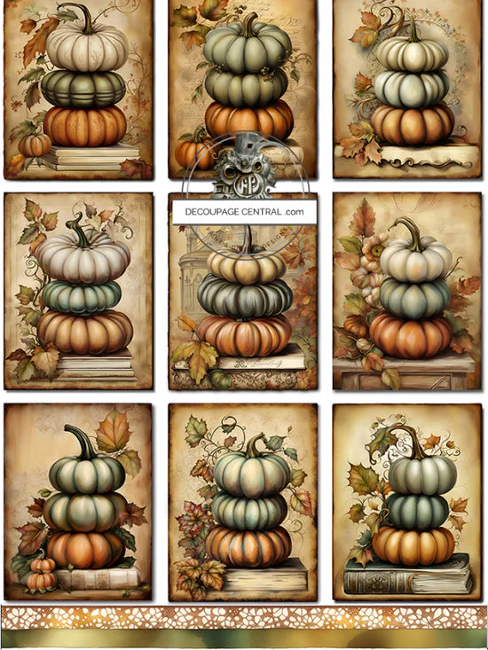 The Little Stacked Pumpkin Collection Rice Paper (DC168) - Decoupage Central