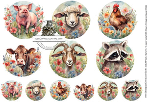 Barnyard Circles (DC193) Rice Paper - Decoupage Central - Flippin Furniture Shop
