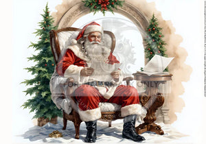 Santa & His List Rice Paper (DC537) - Decoupage Central - Flippin Furniture Shop