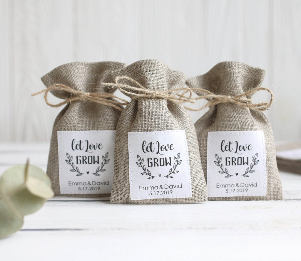 bird seed burlap bag wedding favour