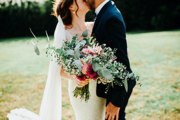 bride and groom native flowers bower estate