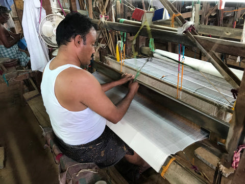 A weaver weaving a handloom fabric in Pochampally, Andhra Pradesh