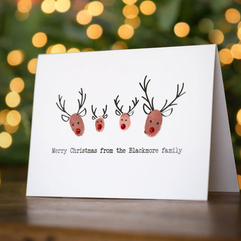 Festive Fingerprints Personalised Reindeer Christmas Cards