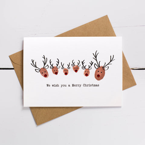 Festive Fingerprints Reindeer Family Christmas Card