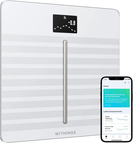 Withings Body Cardio Premium Wi-Fi Body Composition Smart Scale Tracks Heart, BMI, Fat, Muscle, Bone, Mass, Water with App