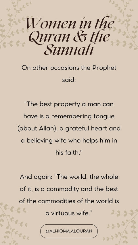 Quotes by Prophet Muhammad emphasizing the value of faith, gratitude, and a virtuous wife.