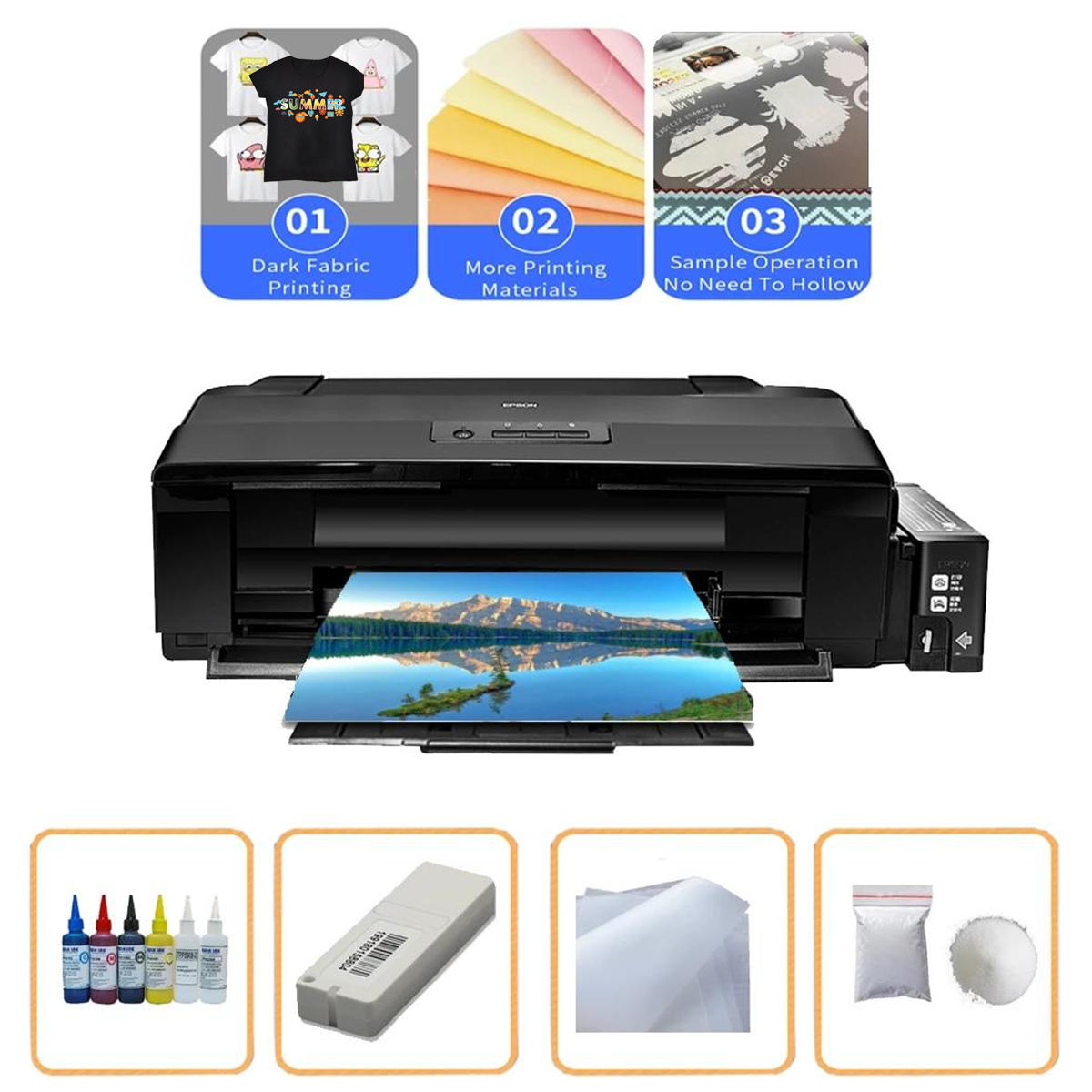 White Ink DTF Printer A3 Size EPSON L1800 For Dark Color T-Shirt / Swe ...