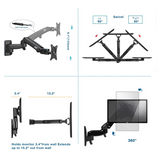 TV Monitor Wall Mount Bracket Full Motion Articulating Swivel for 17-27 Inch Display (Black) - NB