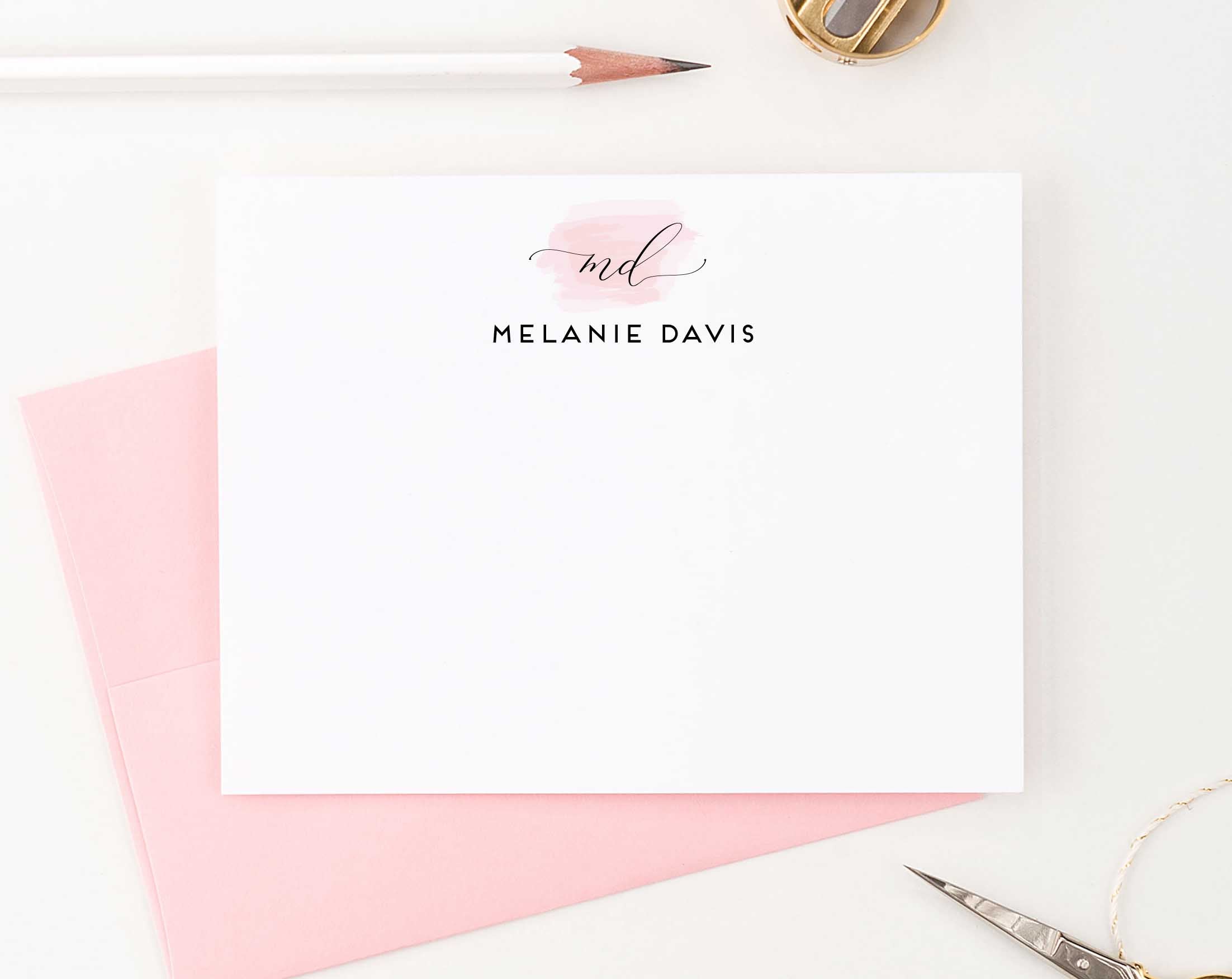 Personalized Elegant 2 Initial Monogram Stationary with Name