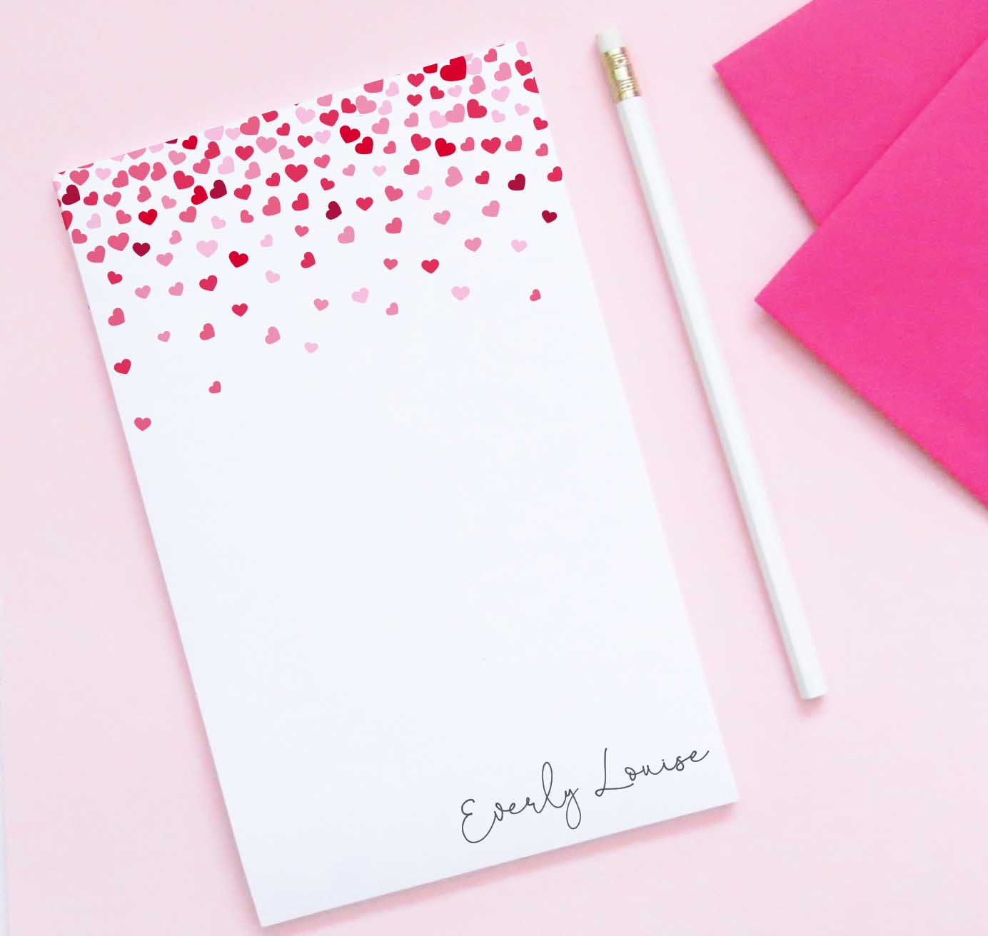 Personalized Name and Hearts Stationery Set for Girls - Modern