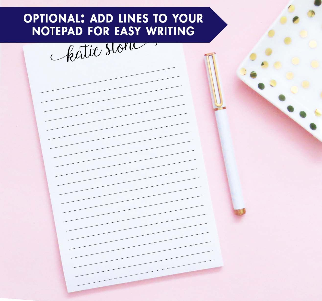 Simple Modern Script Notepads Personalized for Women - Modern Pink Paper