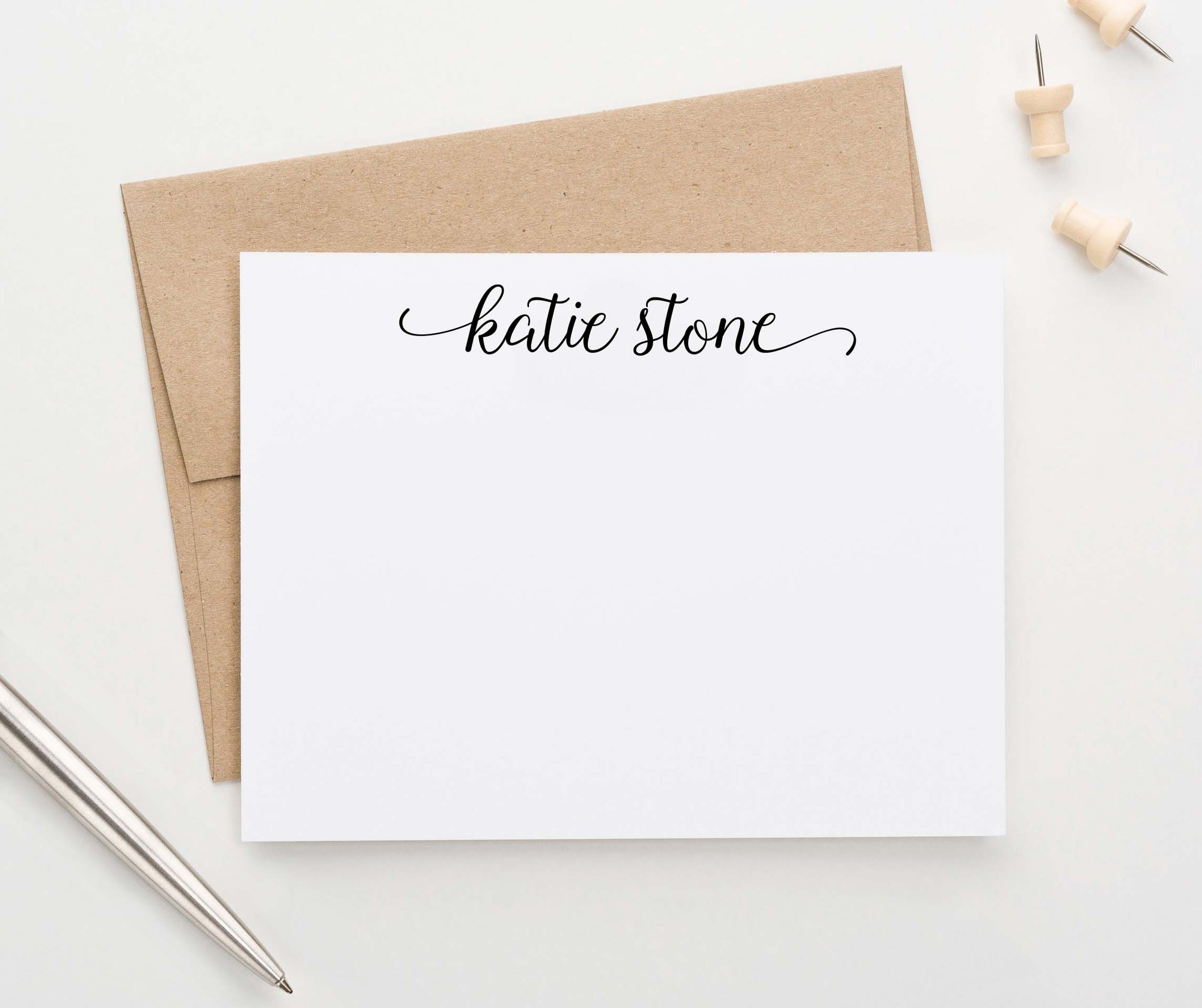 Couple Elegant Script Personalized Stationery Cards - Stationary Note Cards  Set with envelopes
