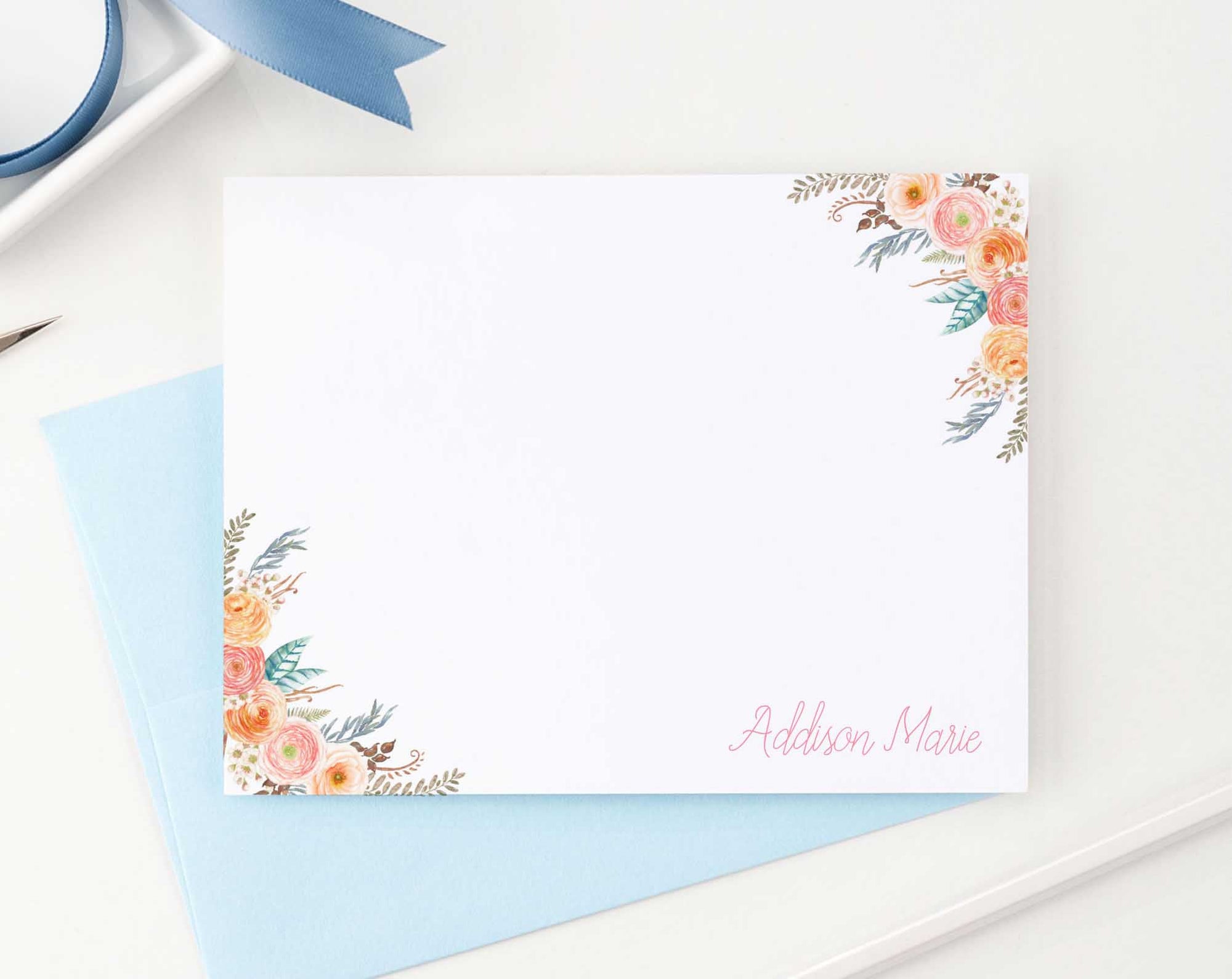 Flower Stationery, Floral Personalized Stationery Set, For Women – Crafting  With My Chis