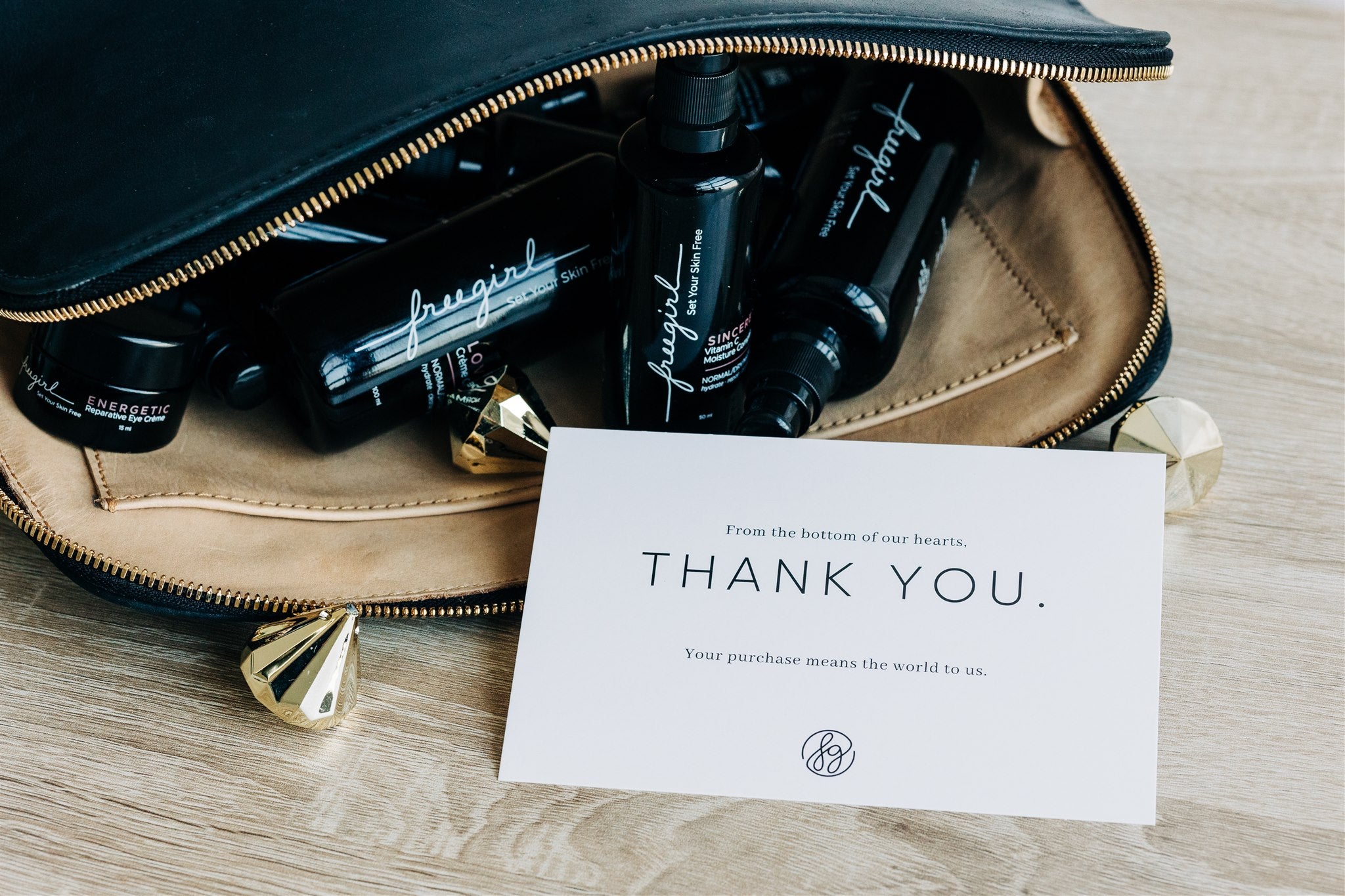 Thank you card with freegirl skincare