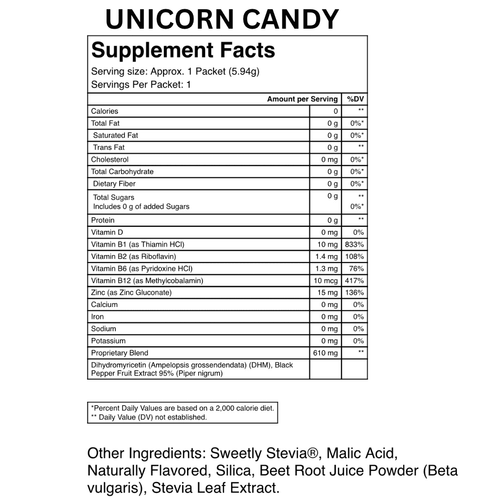 Unicorn Candy Hangover Relief Powder for hangxiety and nausea