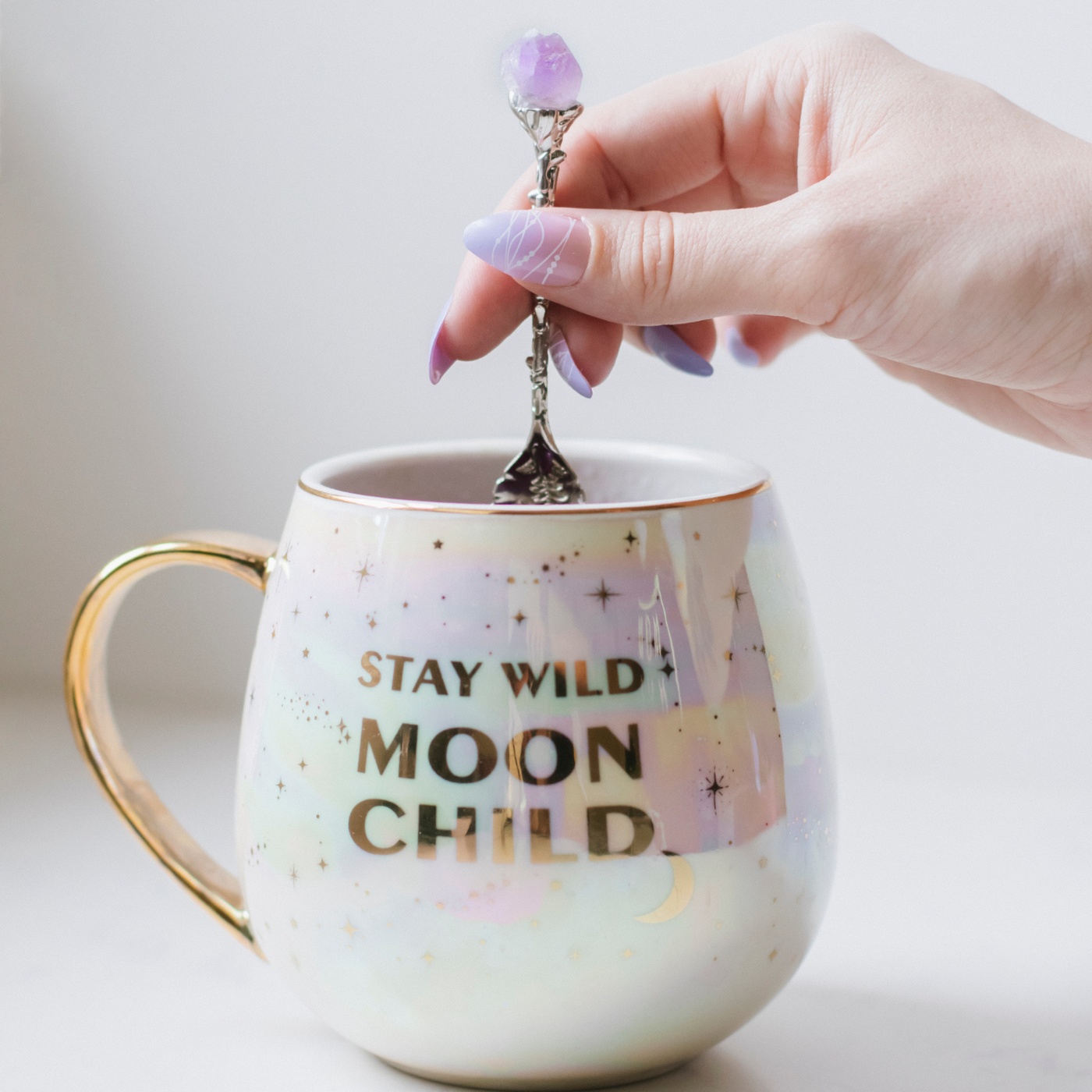 Stay Wild Moon Child - Celestial Mug Set + Amethyst Tea Accessories