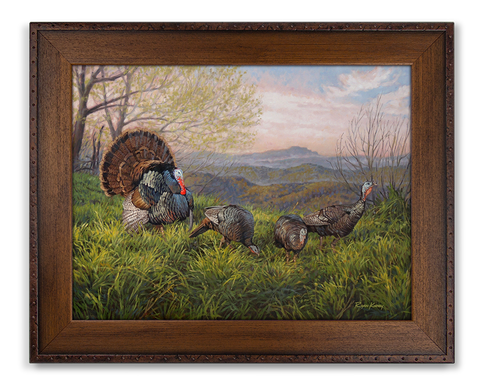 Ryan Kirby Art, Grandfather Gobbler, Wild Turkey art, Framed Canvas