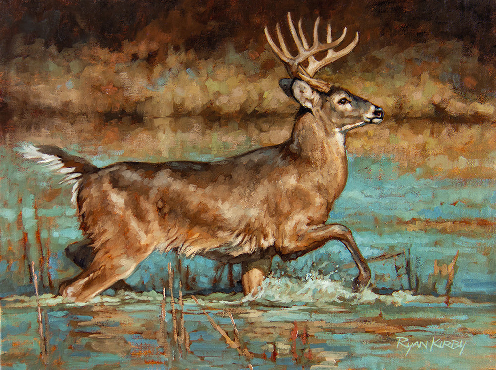 Ryan Kirby Bayou Buck, 16x12, Oil on Linen