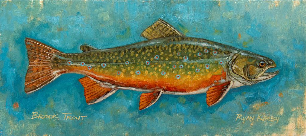Ryan Kirby Clear Water Brookie, 18x8, Oil on Linen