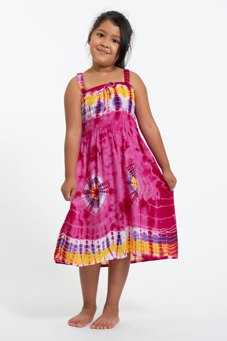 Sure Design Kids Tie Dye Smock Dress in Pink