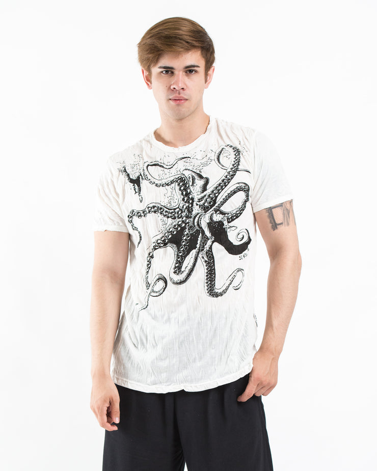 Sure Design Mens Octopus T-Shirt in White