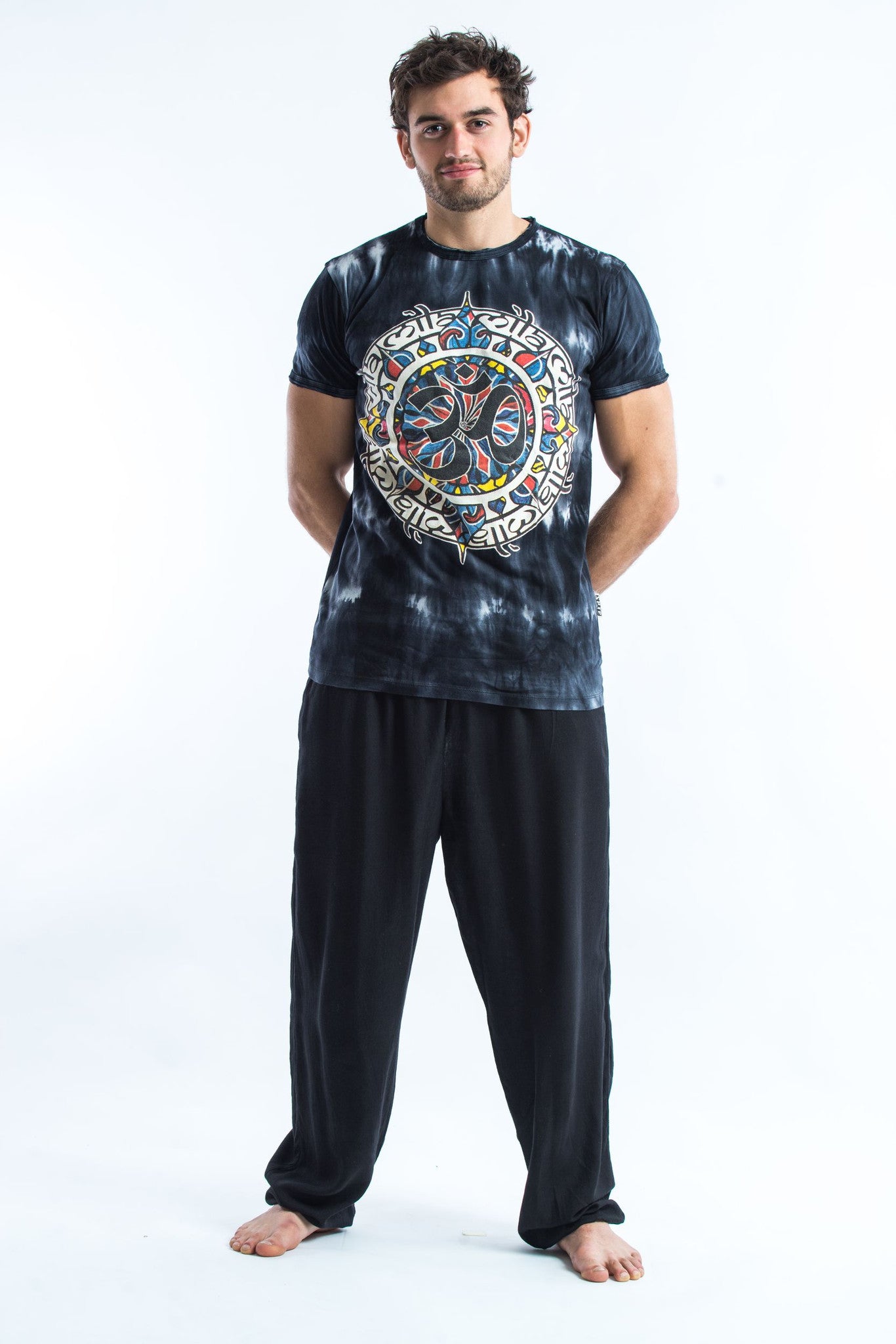 Sure Design Tie Dye Super Soft T-Shirts Om Mandala Black | Sure Design