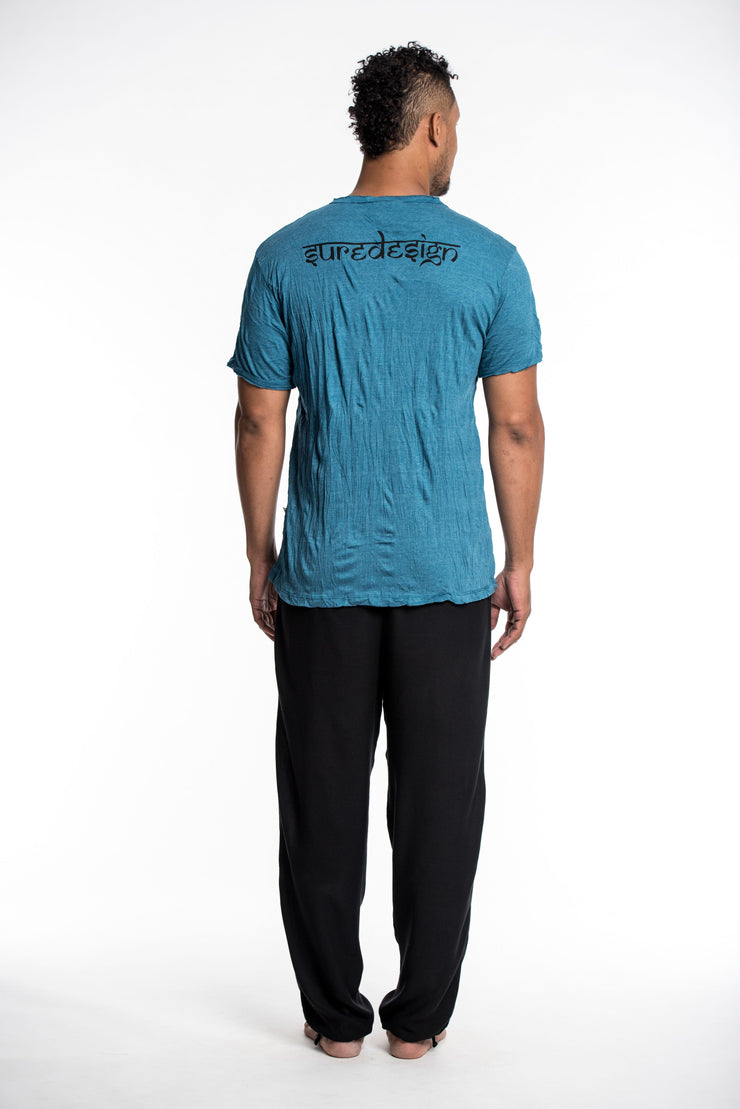 Sure Design Mens Buddha Head T-Shirt in Denim Blue