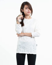 Unisex Solid Color Long Sleeve T-Shirt in White