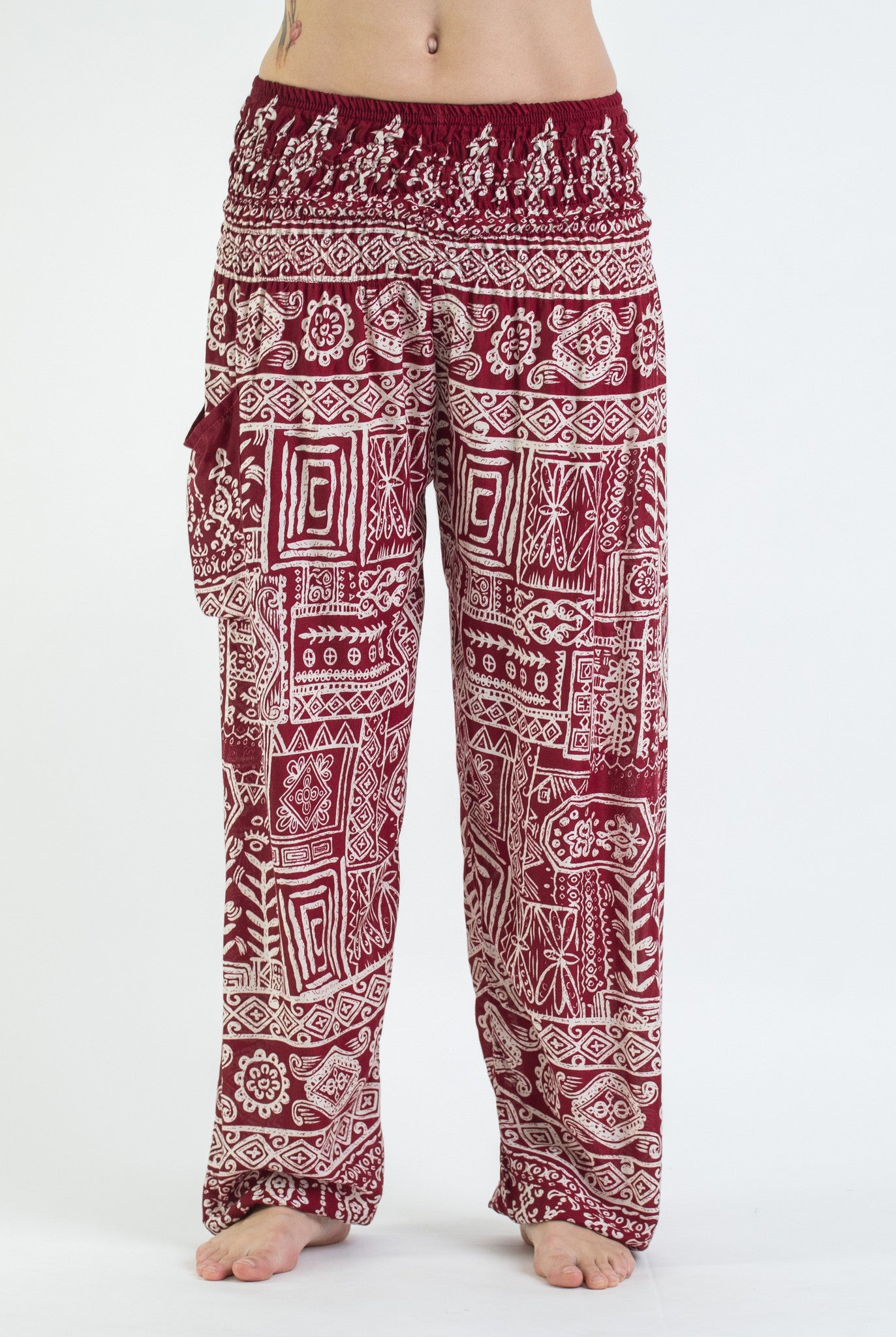 Tribal Prints Unisex Harem Pants in Red | Sure Design