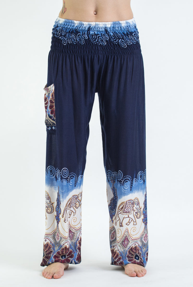 Sure Design Unisex Solid Top Elephant Harem Pants in Blue
