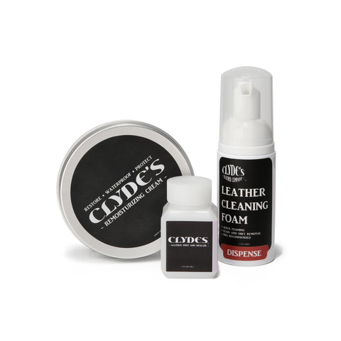Clyde's Leather Cleaning, Prep, and Protection Kit | for Use on Non Absorbent Leather Apparel, Furniture, Auto Interiors, Tack, Shoes | Must Have