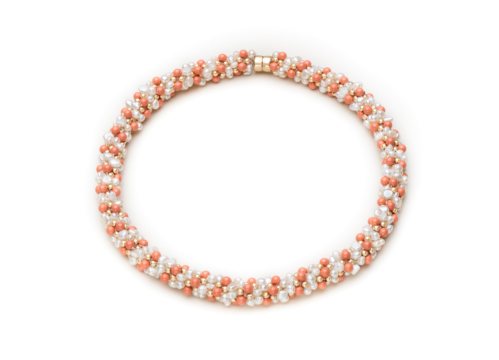 A Pearl, Coral and Gold Necklace 