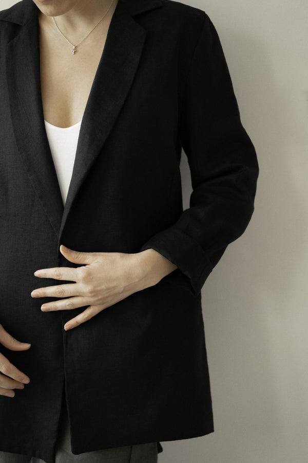 Black Lined Linen Blazer