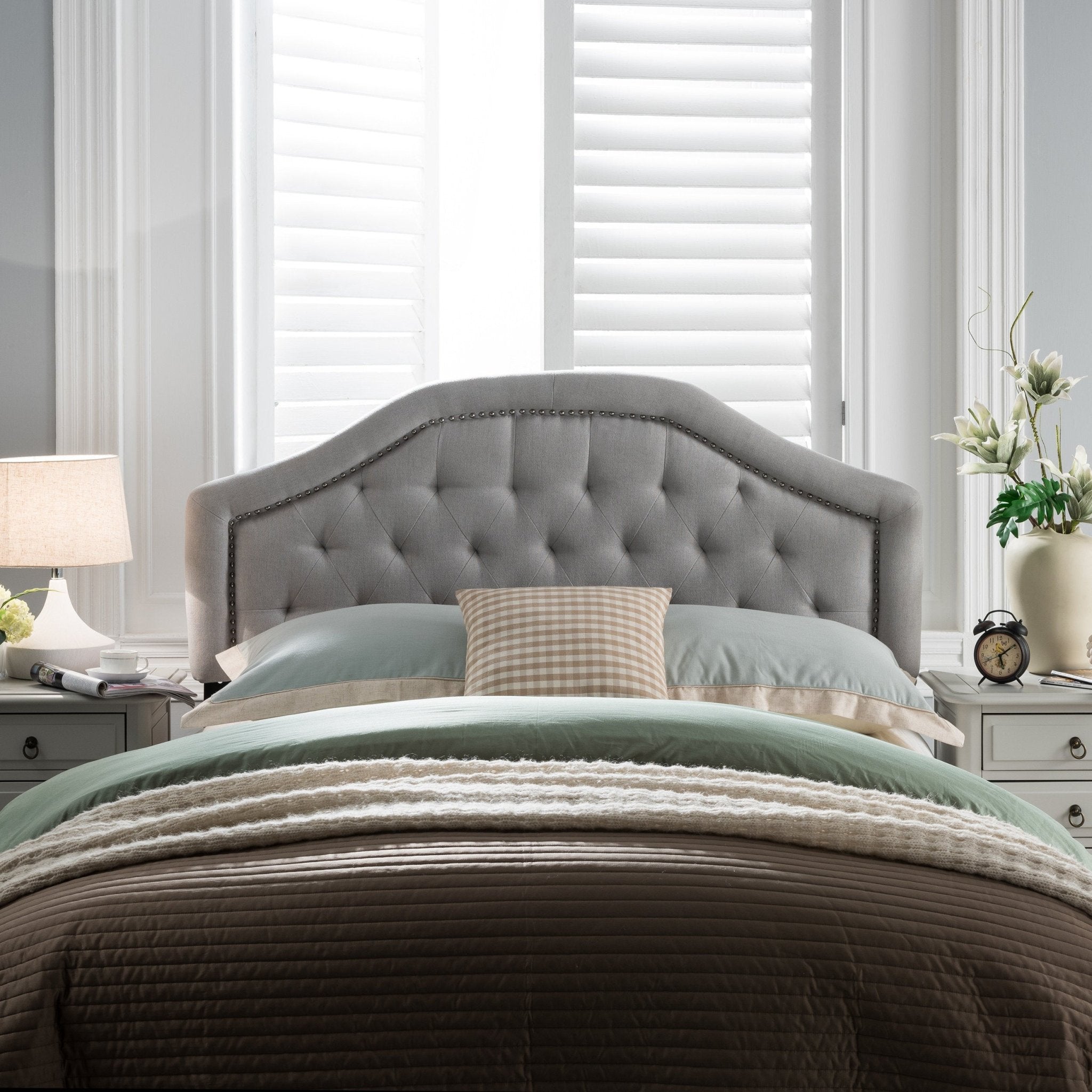 Jubilant Headboard with Diamond Tufted and Nail Head Trim Featuring, Queen and Full Size