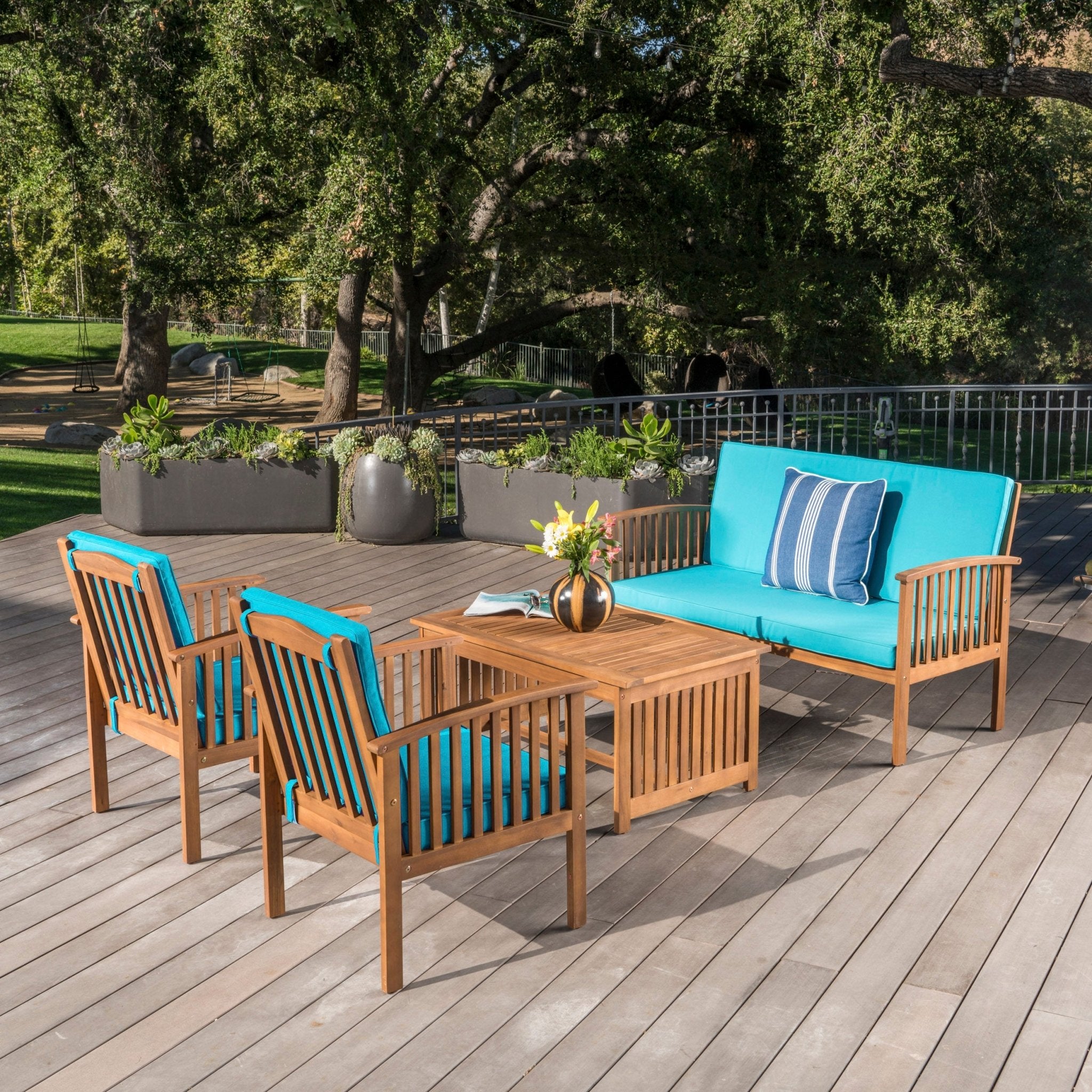 Prism 4-Piece Outdoor Patio Sofa Set with Coffee Table, 2 Chairs and Loveseat