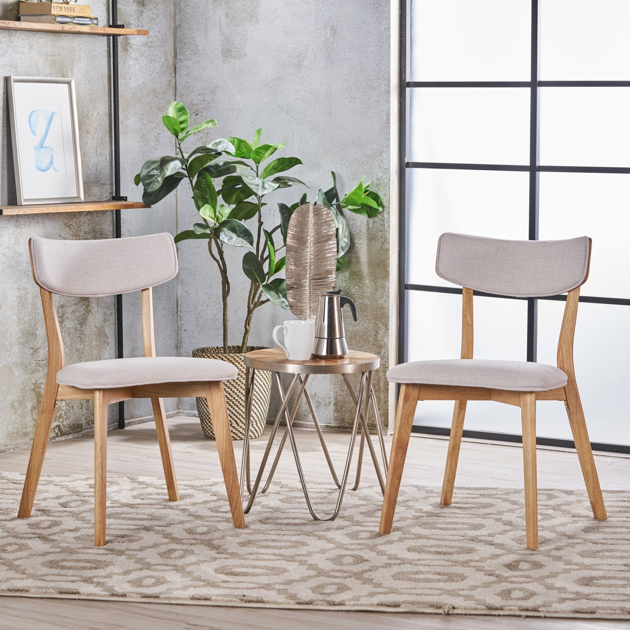 Serendipitous Mid-Century Dining Chair with Open Back and Natural Oak Frame
