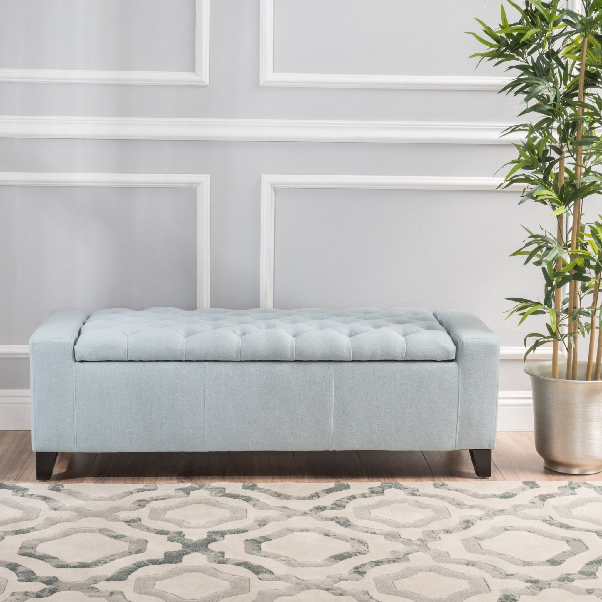 Synchronize Upholstered Storage Bench with Button Tufted Diamond Stitch