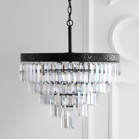 Emma 20" 4-Light Crystal LED Bronze Chandelier 