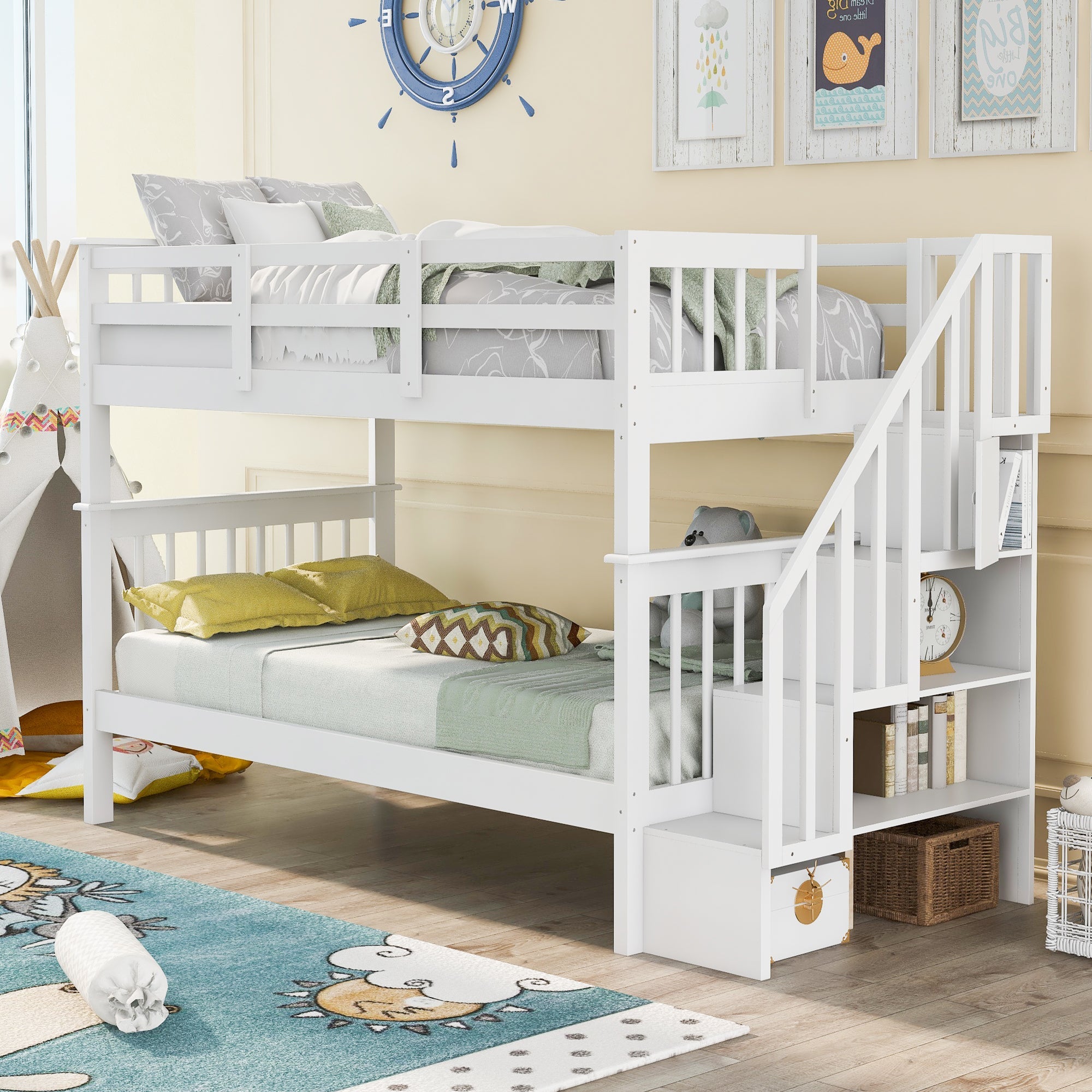 aramintah bunk bed with storage and guard railbunk beds 351349