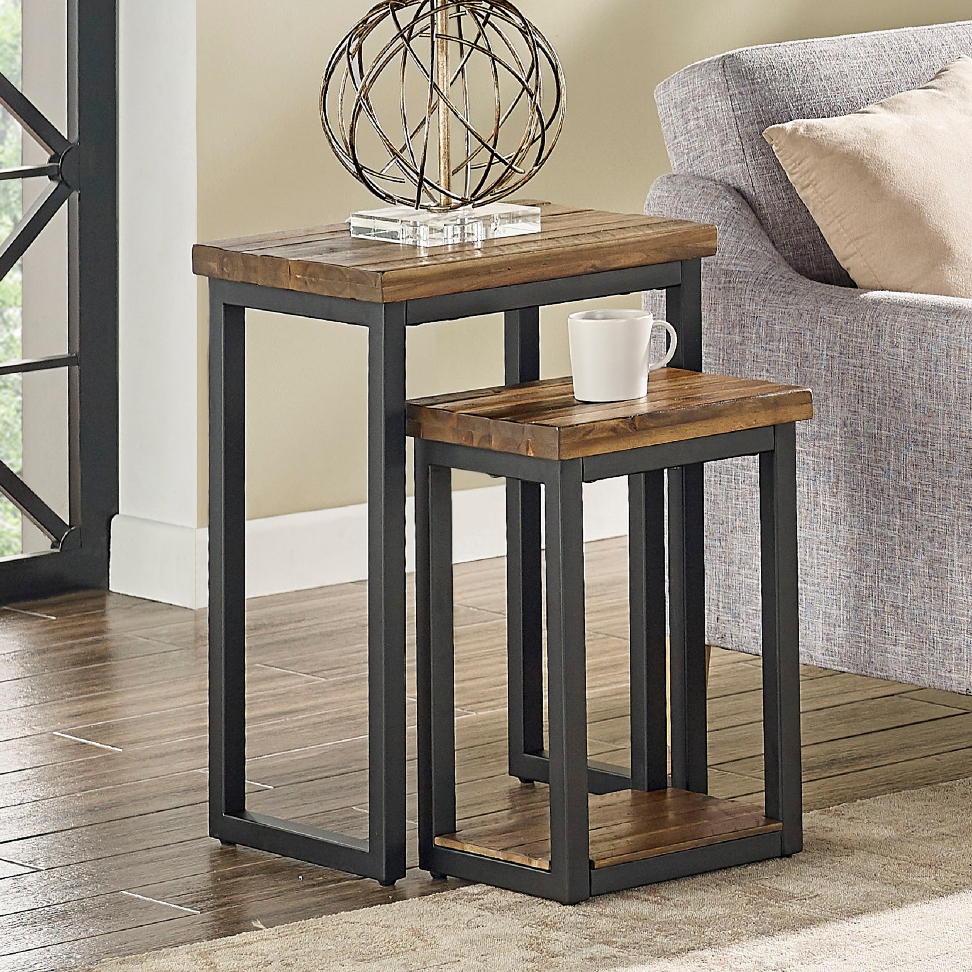 claremont rustic wood nesting end tables set of twoend tables 522216