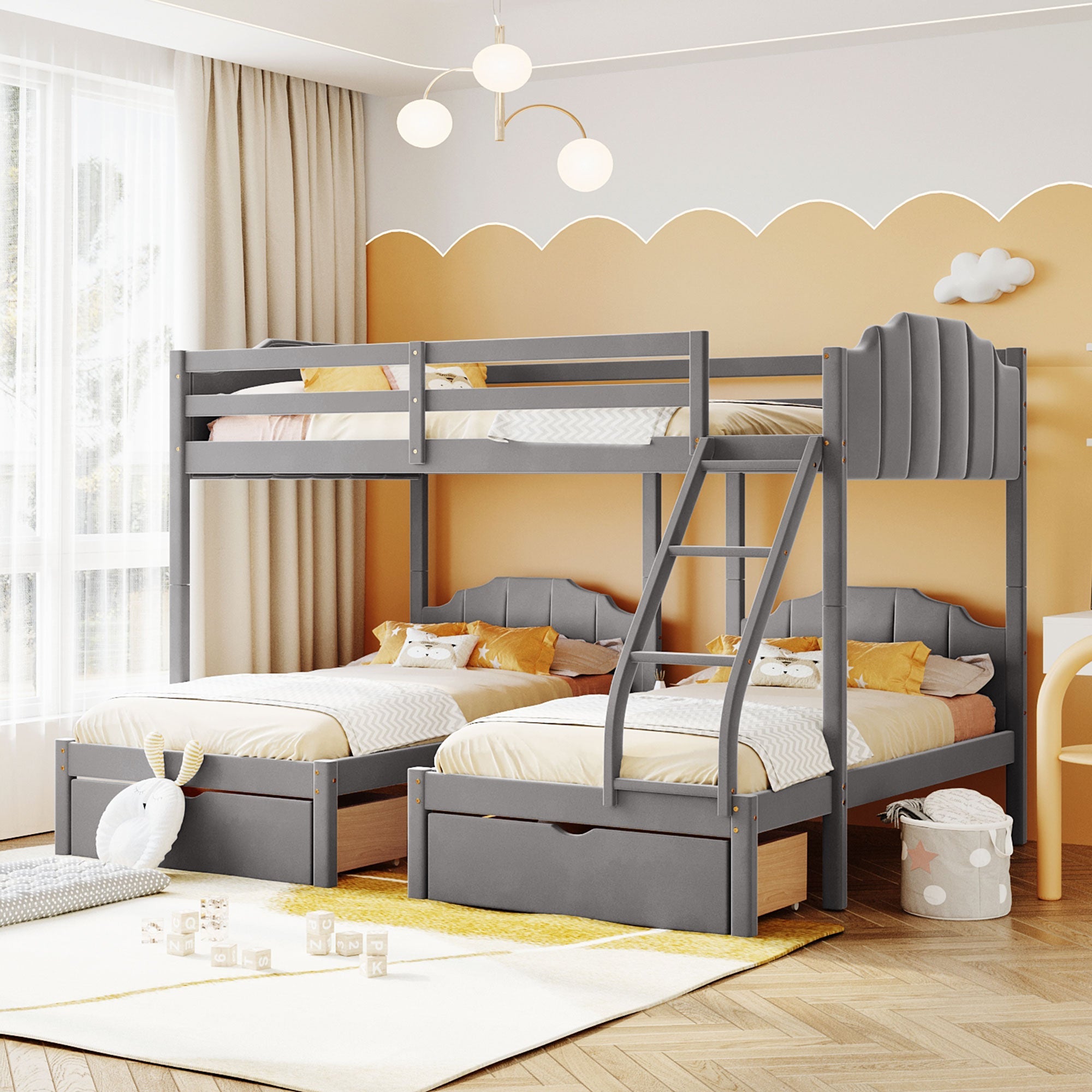 full over twin and twin bunk bed with 3 drawersbunk beds 356590