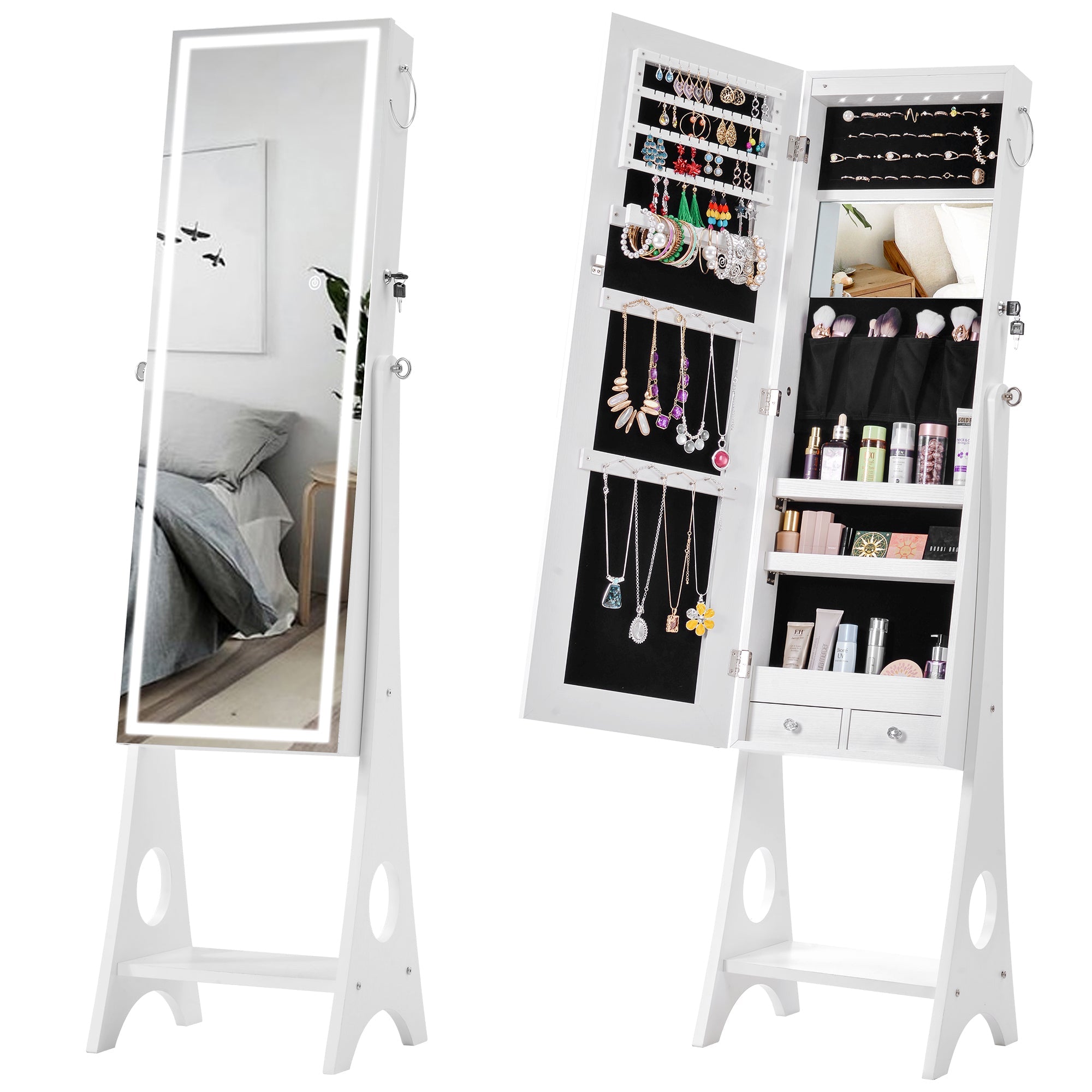 mania fashion jewelry storage mirror cabinet with led lightsstorage cabinets 542990